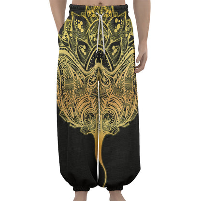 Golden Spiritual Stingray Print Lantern Pants