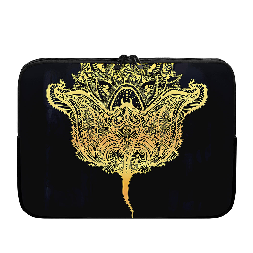 Golden Spiritual Stingray Print Laptop Sleeve