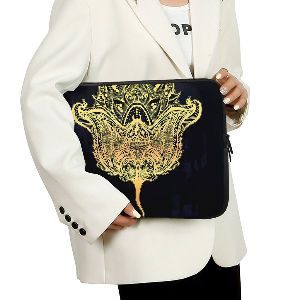 Golden Spiritual Stingray Print Laptop Sleeve