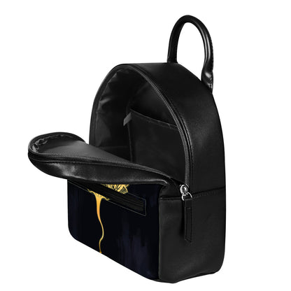 Golden Spiritual Stingray Print Leather Backpack