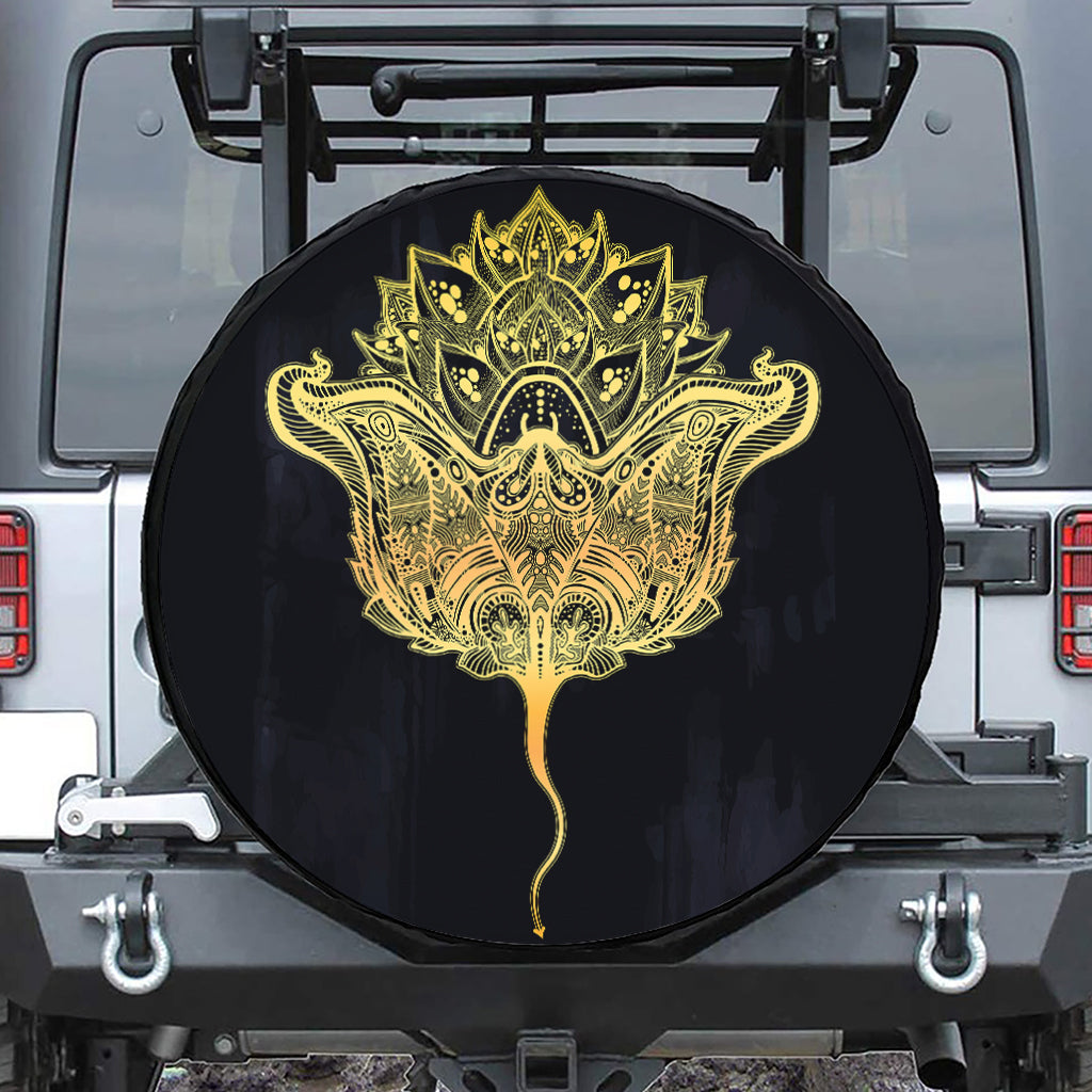 Golden Spiritual Stingray Print Leather Spare Tire Cover