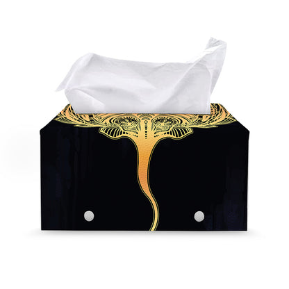 Golden Spiritual Stingray Print Leather Tissue Box Cover