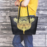 Golden Spiritual Stingray Print Leather Tote Bag