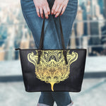 Golden Spiritual Stingray Print Leather Tote Bag