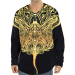 Golden Spiritual Stingray Print Long Sleeve Baseball Jersey