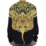 Golden Spiritual Stingray Print Long Sleeve Baseball Jersey
