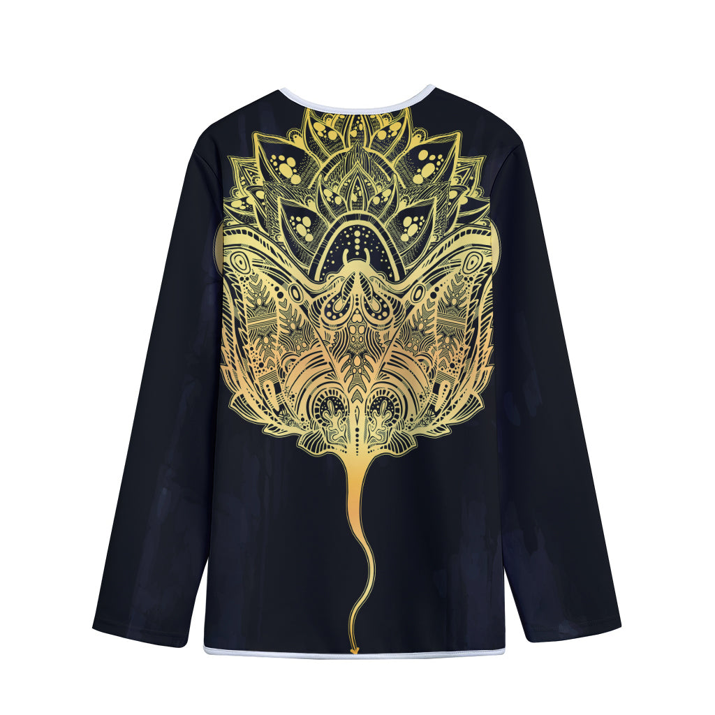 Golden Spiritual Stingray Print Long Sleeve Short Coat