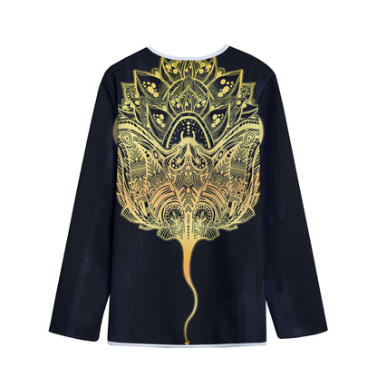 Golden Spiritual Stingray Print Long Sleeve Short Coat
