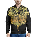 Golden Spiritual Stingray Print Men's Bomber Jacket