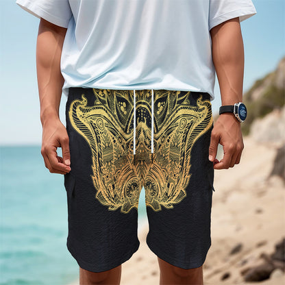 Golden Spiritual Stingray Print Men's Cargo Shorts