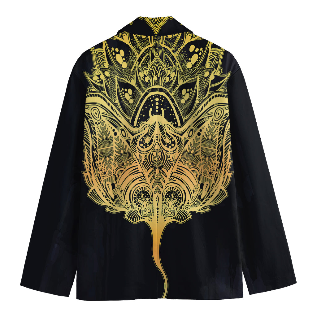 Golden Spiritual Stingray Print Men's Cotton Blazer
