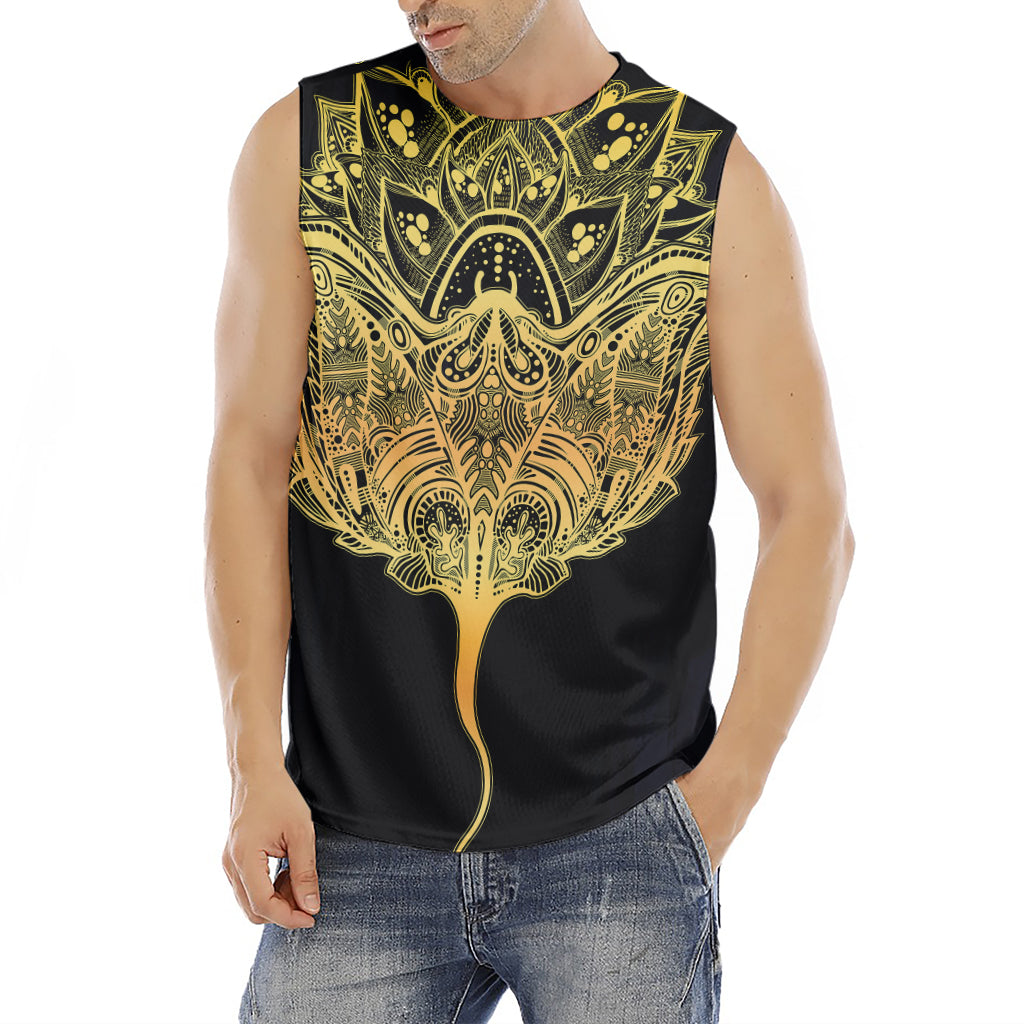 Golden Spiritual Stingray Print Men's Fitness Tank Top