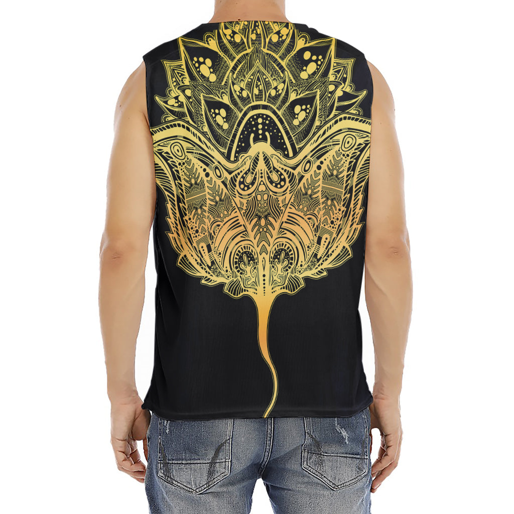 Golden Spiritual Stingray Print Men's Fitness Tank Top