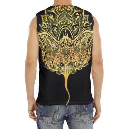 Golden Spiritual Stingray Print Men's Fitness Tank Top