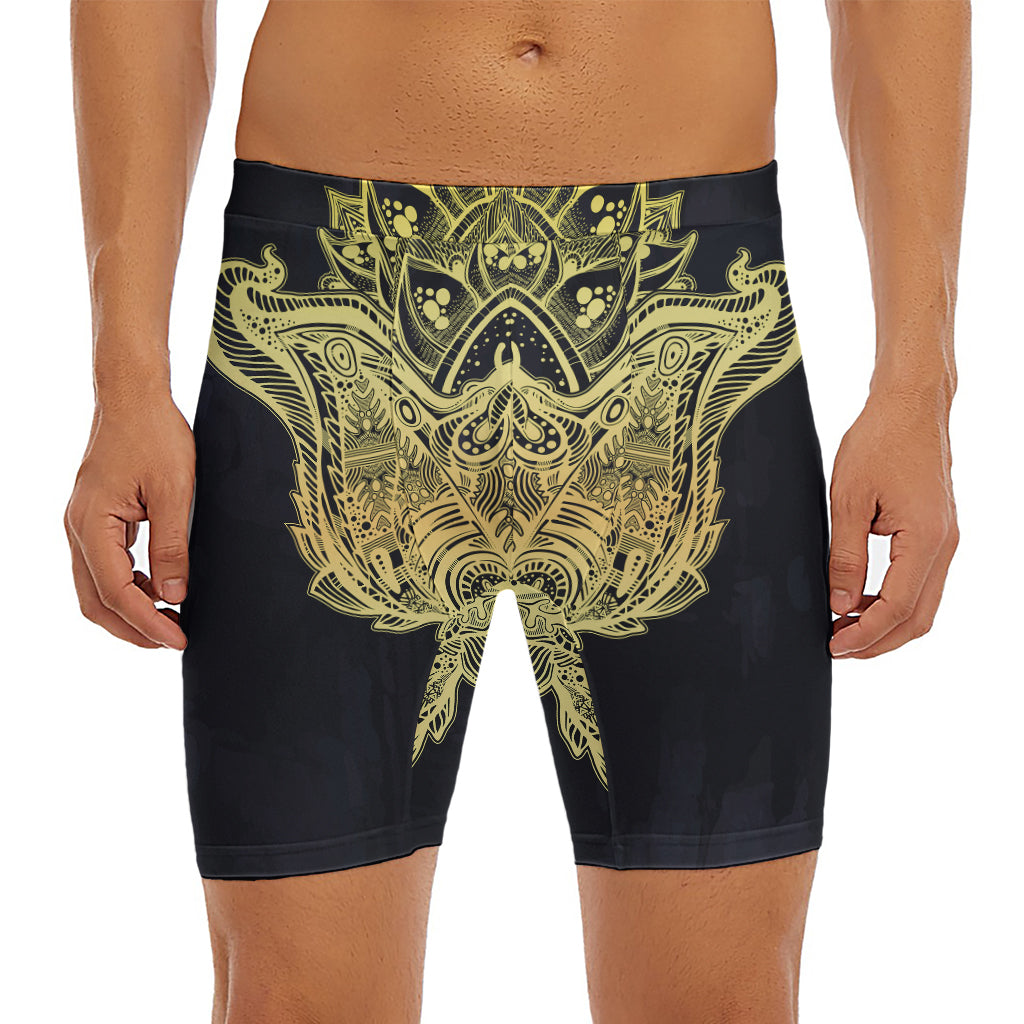 Golden Spiritual Stingray Print Men's Long Boxer Briefs