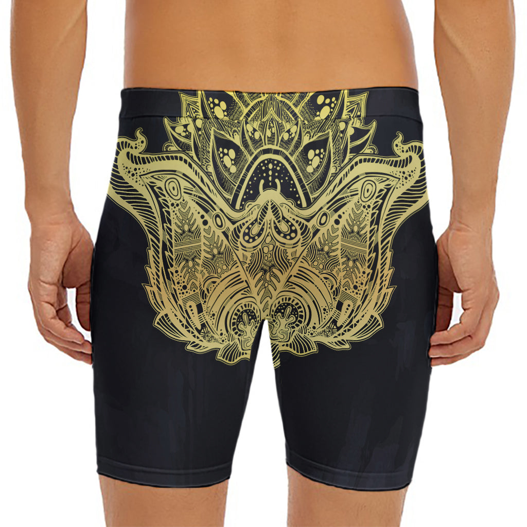 Golden Spiritual Stingray Print Men's Long Boxer Briefs