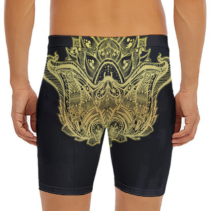 Golden Spiritual Stingray Print Men's Long Boxer Briefs