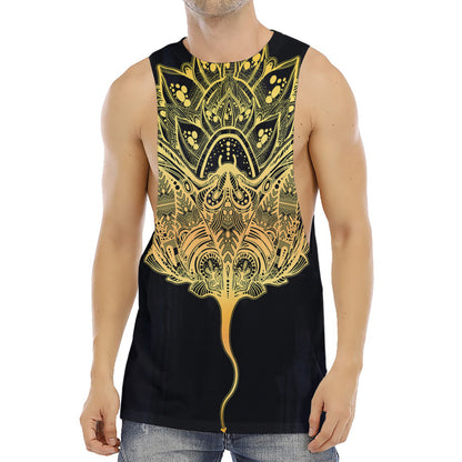 Golden Spiritual Stingray Print Men's Muscle Tank Top
