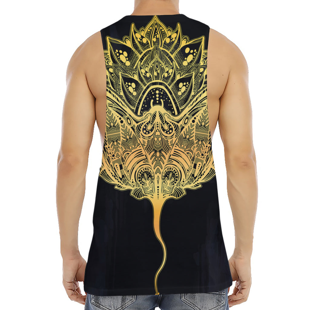 Golden Spiritual Stingray Print Men's Muscle Tank Top