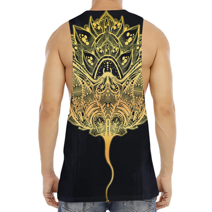 Golden Spiritual Stingray Print Men's Muscle Tank Top