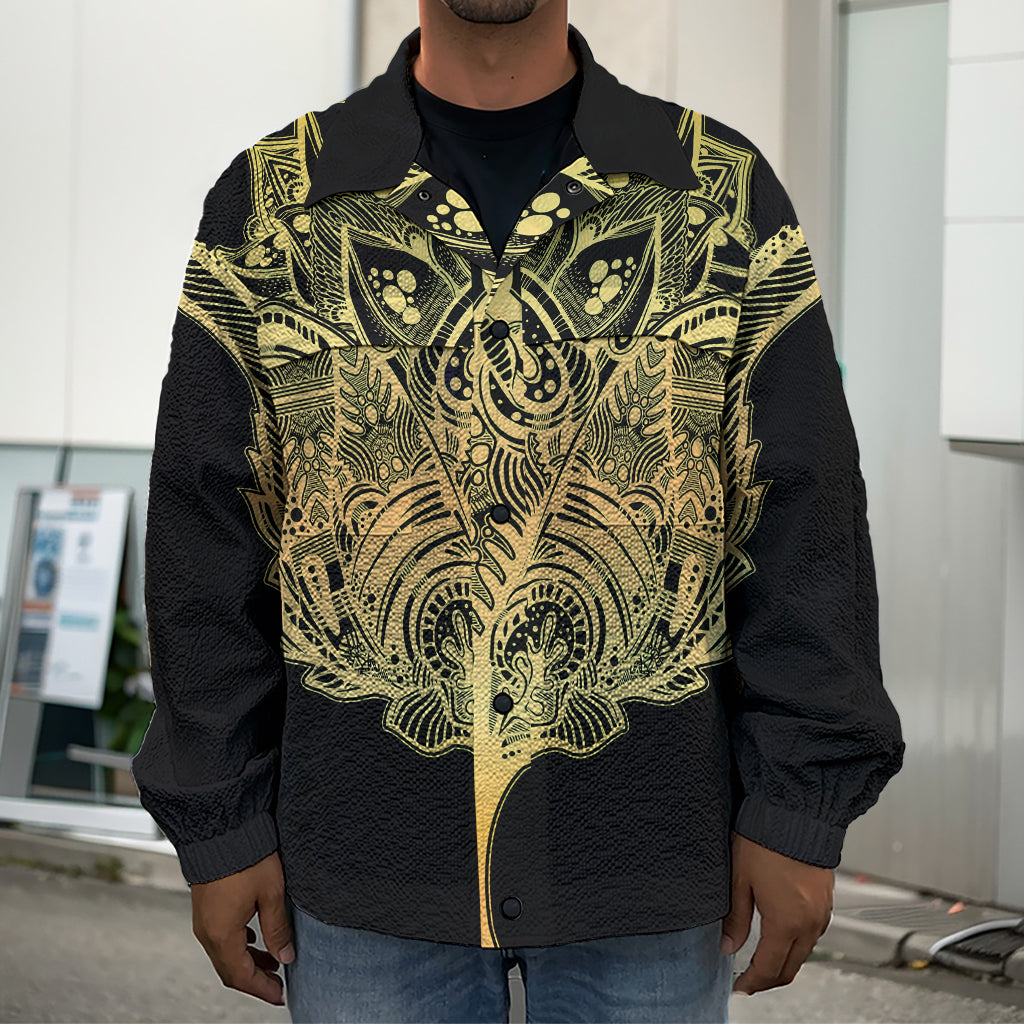 Golden Spiritual Stingray Print Men's Shirt Jacket