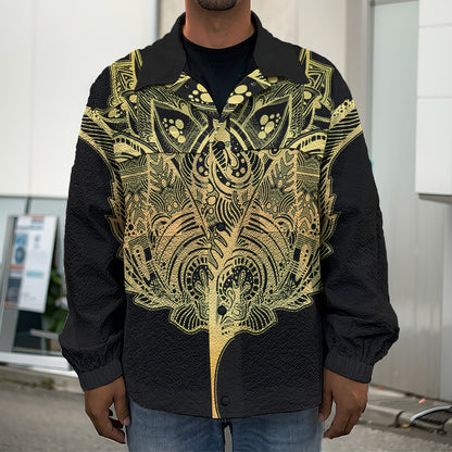 Golden Spiritual Stingray Print Men's Shirt Jacket