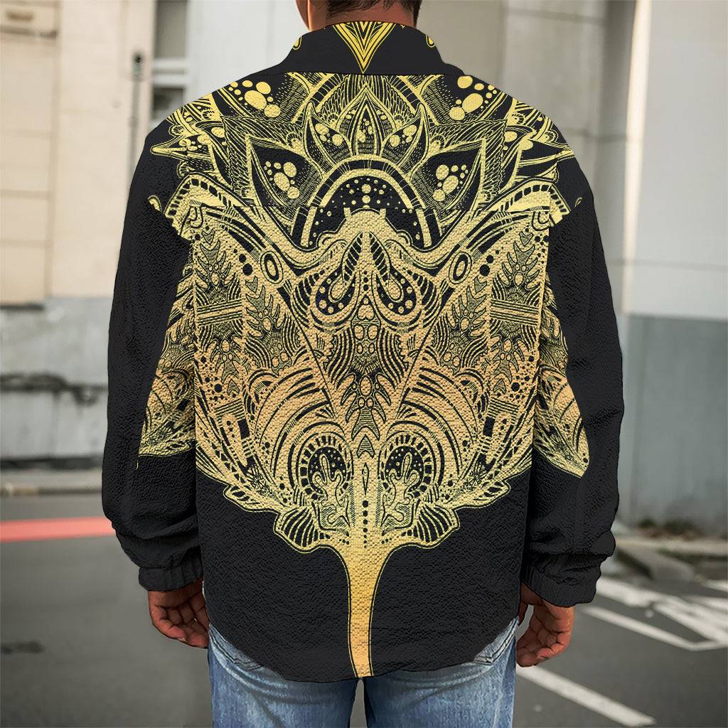 Golden Spiritual Stingray Print Men's Shirt Jacket