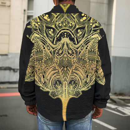 Golden Spiritual Stingray Print Men's Shirt Jacket