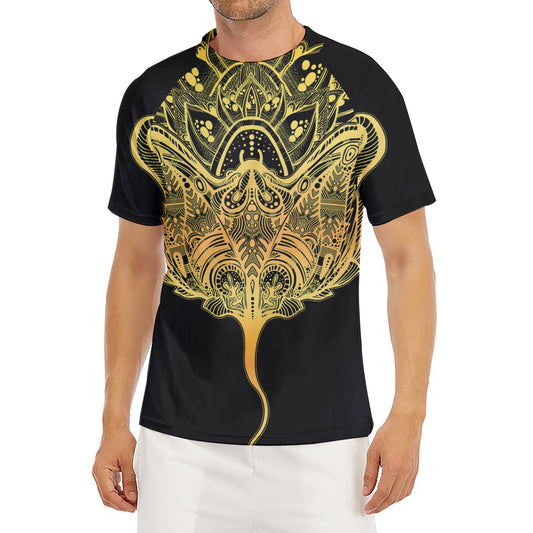 Golden Spiritual Stingray Print Men's Short Sleeve Rash Guard