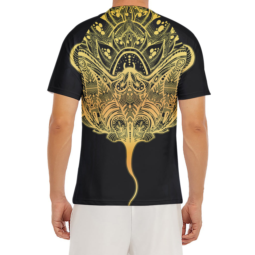 Golden Spiritual Stingray Print Men's Short Sleeve Rash Guard