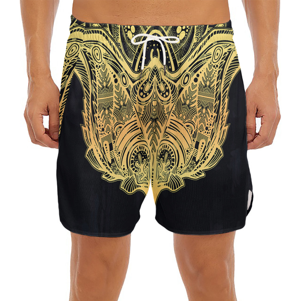Golden Spiritual Stingray Print Men's Split Running Shorts