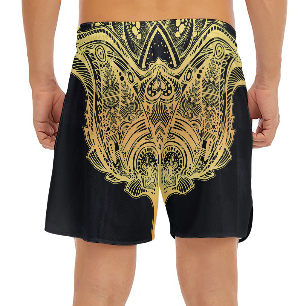 Golden Spiritual Stingray Print Men's Split Running Shorts