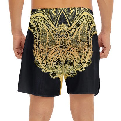 Golden Spiritual Stingray Print Men's Split Running Shorts