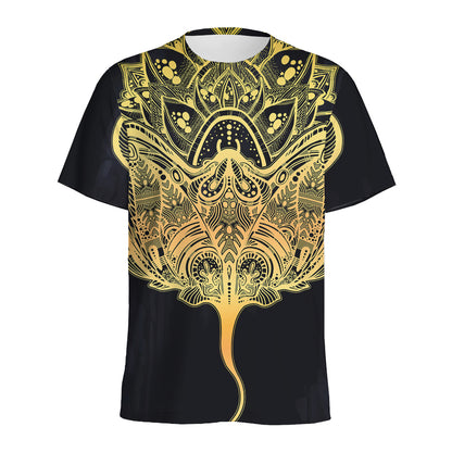 Golden Spiritual Stingray Print Men's Sports T-Shirt