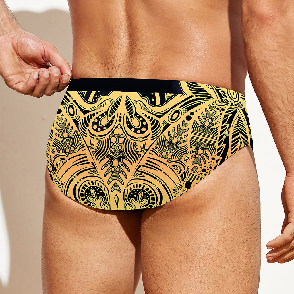 Golden Spiritual Stingray Print Men's Swim Briefs