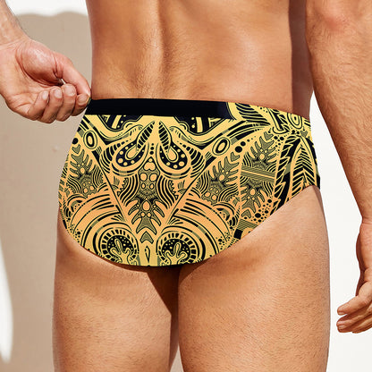 Golden Spiritual Stingray Print Men's Swim Briefs