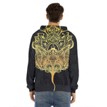 Golden Spiritual Stingray Print Men's Velvet Pullover Hoodie