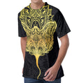 Golden Spiritual Stingray Print Men's Velvet T-Shirt