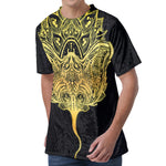 Golden Spiritual Stingray Print Men's Velvet T-Shirt