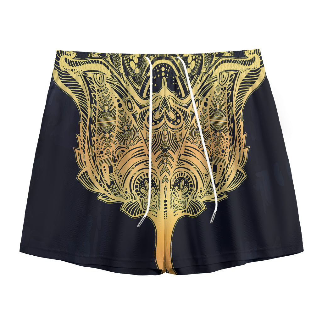 Golden Spiritual Stingray Print Mesh Shorts