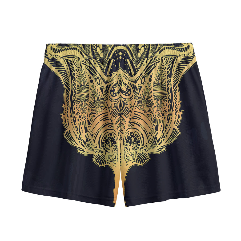 Golden Spiritual Stingray Print Mesh Shorts