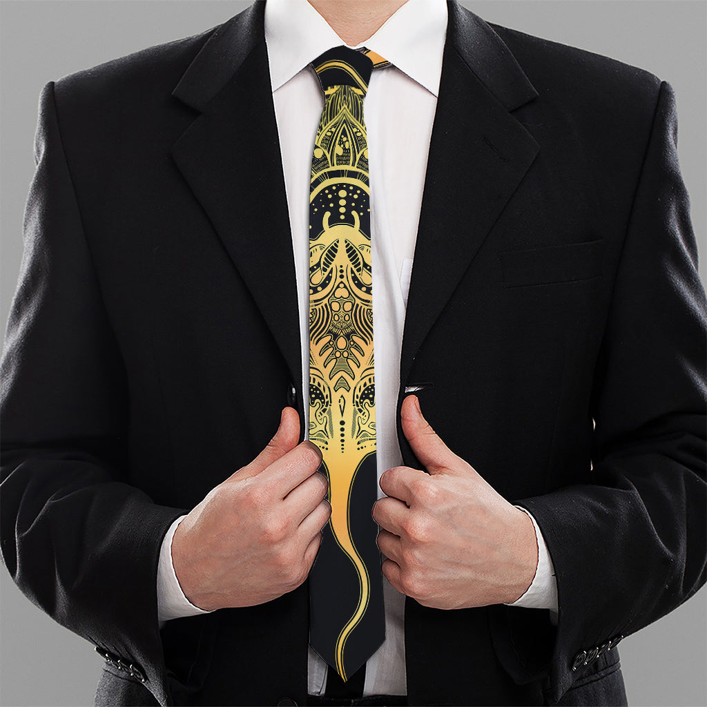 Golden Spiritual Stingray Print Necktie