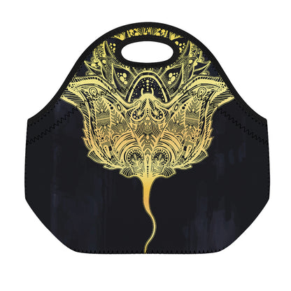Golden Spiritual Stingray Print Neoprene Lunch Bag