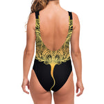 Golden Spiritual Stingray Print One Piece Swimsuit