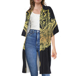Golden Spiritual Stingray Print Open Front Beach Cover Up