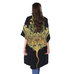 Golden Spiritual Stingray Print Open Front Beach Cover Up