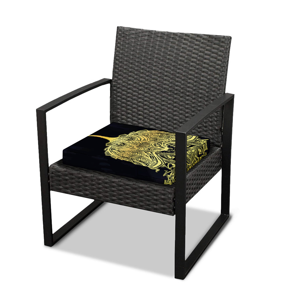 Golden Spiritual Stingray Print Outdoor Seat Cushion Cover