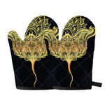 Golden Spiritual Stingray Print Oven Mitts