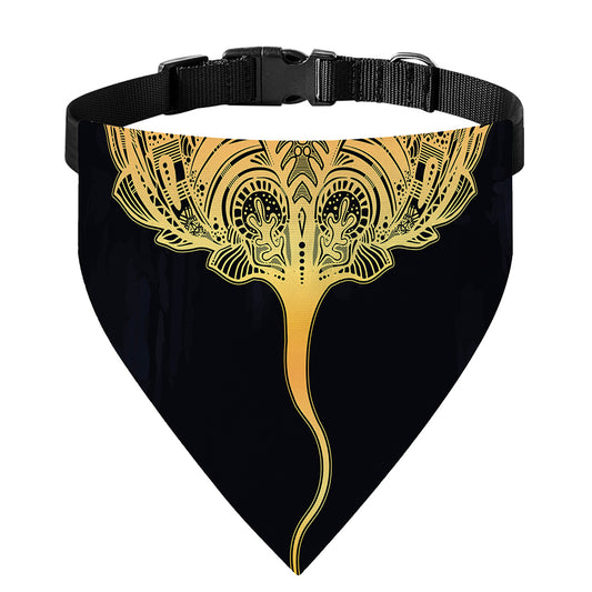 Golden Spiritual Stingray Print Over The Collar Dog Bandana