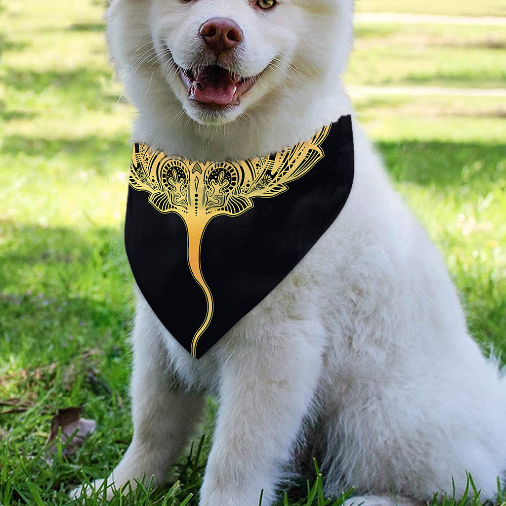 Golden Spiritual Stingray Print Over The Collar Dog Bandana